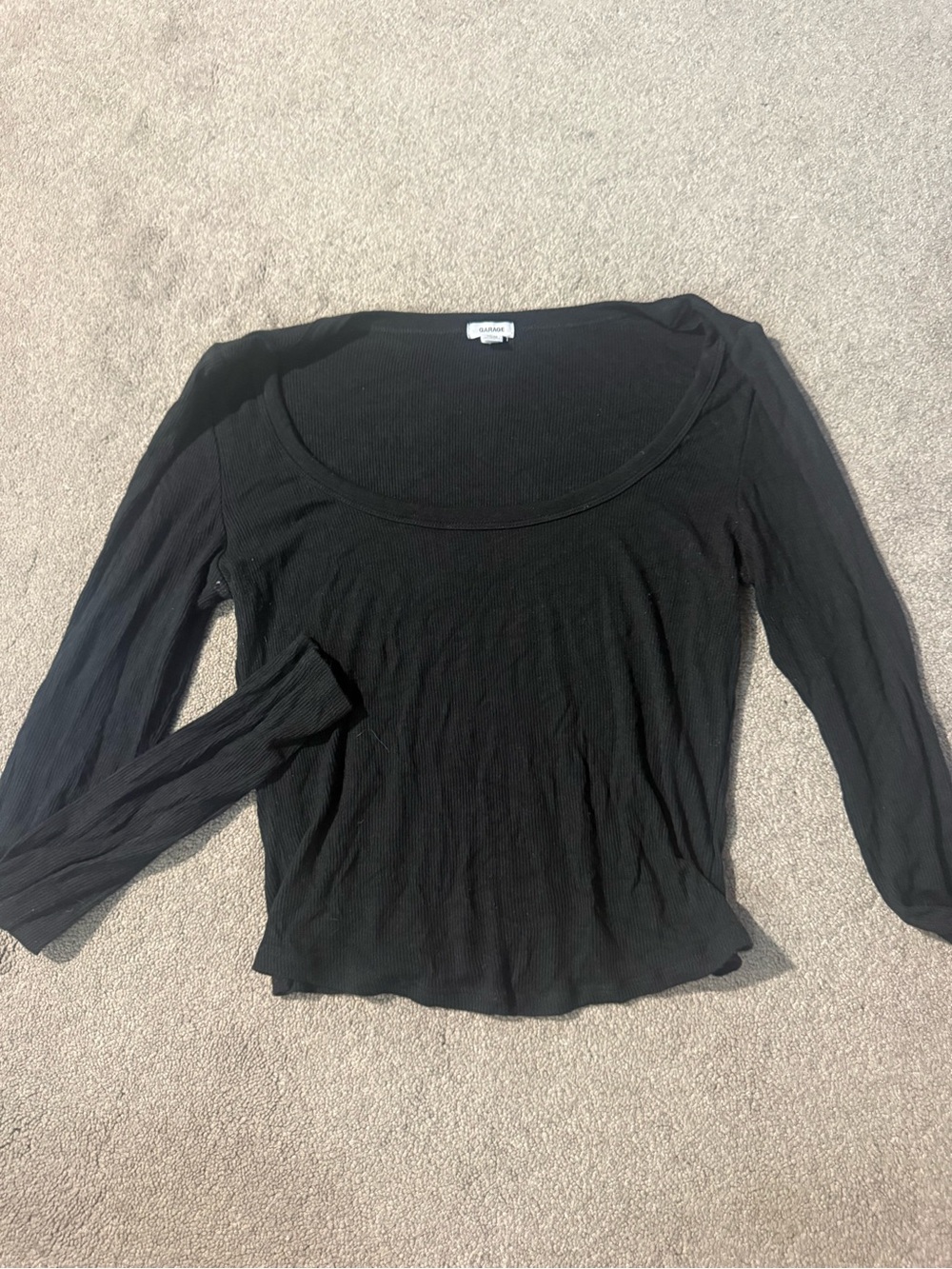 Garage Black Long-Sleeve Scoop Neck Tee